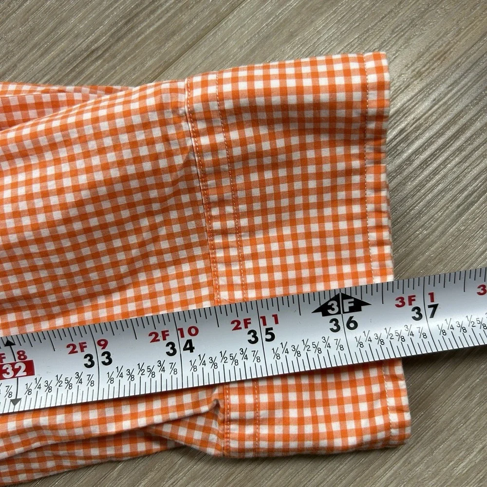 Polo Ralph Lauren 2XL XXL Orange Gingham Button Up Shirt Blue Pony